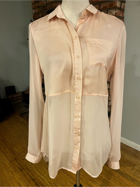 Free People Tops - Free People ptp 19 Pink Sheer Button-Down Blouse